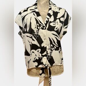 RACHEL ZOE WOMAN FLORAL TIE BUTTON DOWN BLOUSE SIZE XS NWT